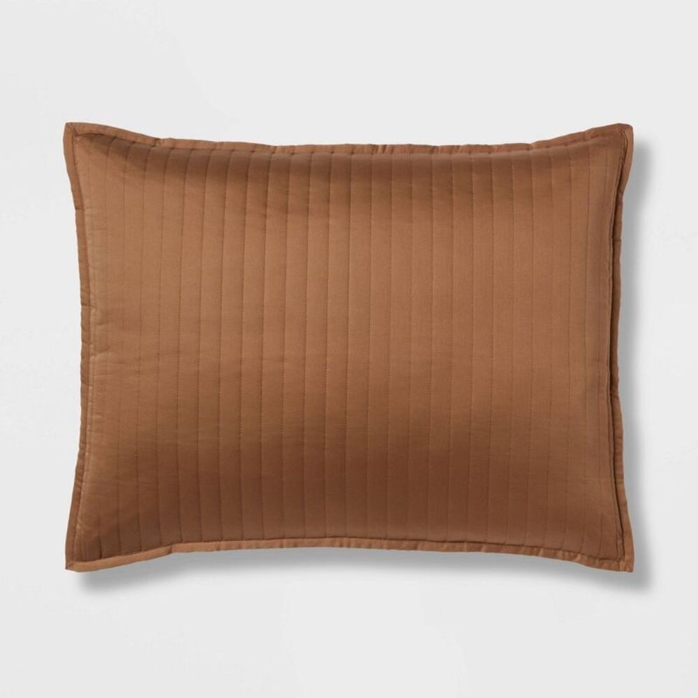 King 250TC Washed Cotton Sateen Quilt Pillow Sham - Light Brown